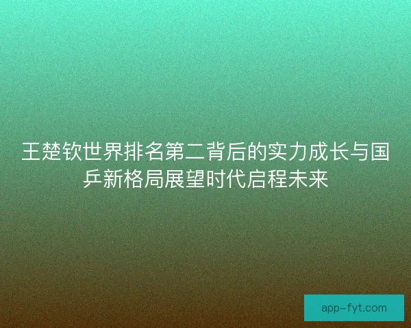 王楚钦世界排名第二背后的实力成长与国乒新格局展望时代启程未来