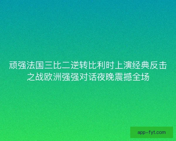 顽强法国三比二逆转比利时上演经典反击之战欧洲强强对话夜晚震撼全场